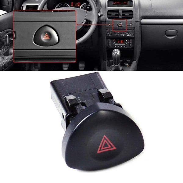 Advarselsknap Clio 2 Hazard Lights Advarselsknap til Clio MK 2 Sort 8200442723