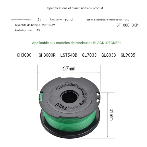 3 A6482 Reflex 6 Spolar för BLACK+DECKER A6486-XJ
