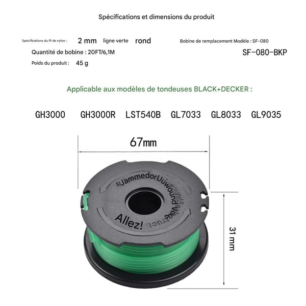 3 A6482 Reflex 6 Spoler til BLACK+DECKER A6486-XJ