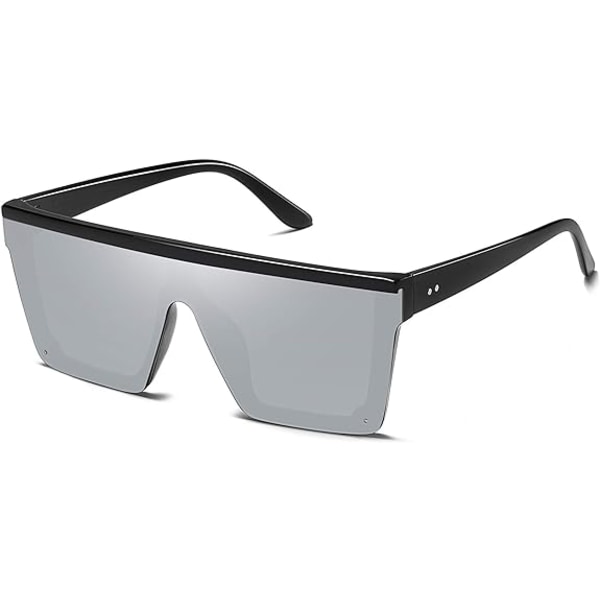 Oversize Firkantede Solbriller Mode Siamese Linse Stil Flad Top Shield Shades Unisex A