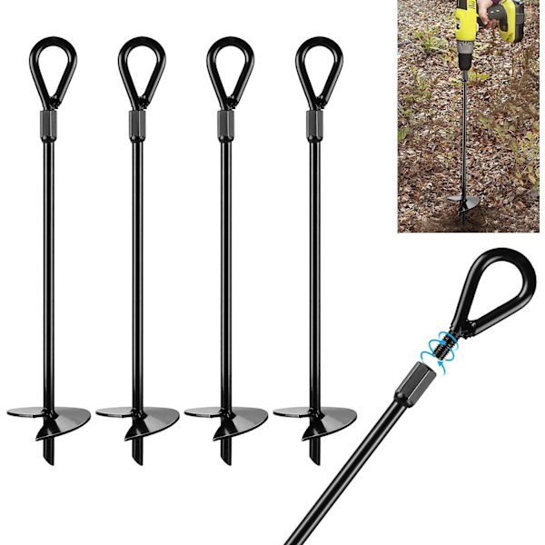 Markförankringar, 4-pack Markförankringsset, Tält och Gungställningar