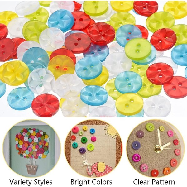 Knapper, 100 blandede babystjerneknapper størrelse 22 (14 mm), runde knapper til babycardigans, syning af babytøj (tilfældige farver)