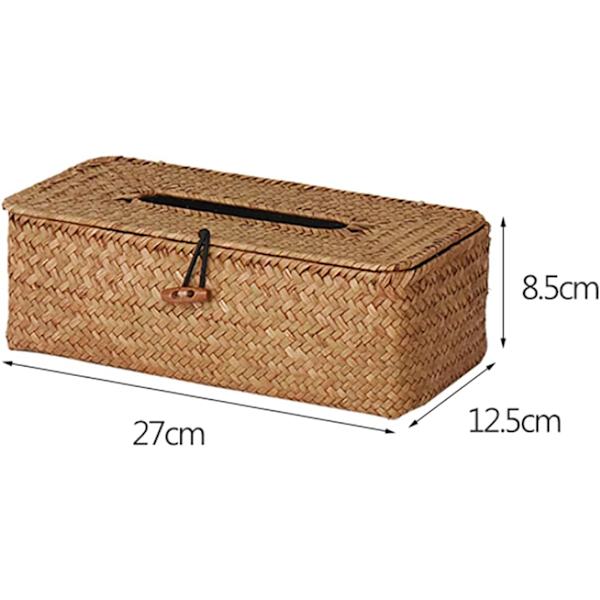 Rektangulær Tissue Box, Reed Woven Box Dispenser, Tissue Dispensere til Hjem Hotel Kontor Bil Badeværelse