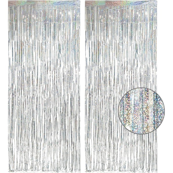 Hopeanvärinen Foliohapsu Glitter Tausta - GREATRIL Juhlavanne Taustaverhot Joulukoristeisiin - 2 kpl