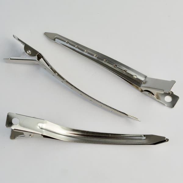 12 Pakk Andebnebb Klips, 3,5 Tommer Rustfri Metall Alligator Krøllklips med Hull for Hårstyling, Hårfarging, Sølv