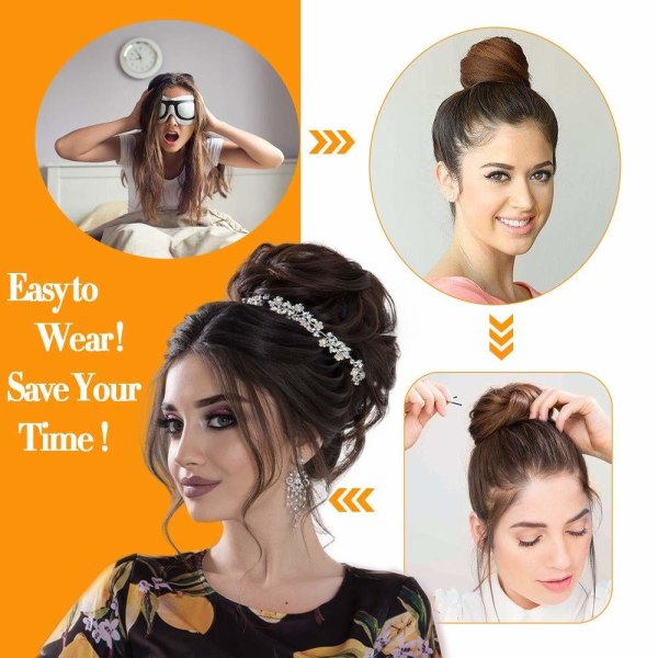 1PCS Messy Hair Bun Hair Scrunchies Extension Curly Wavy Messy Synthetic Chignon for women Updo Hairpiece Dark Auburn Mixed#