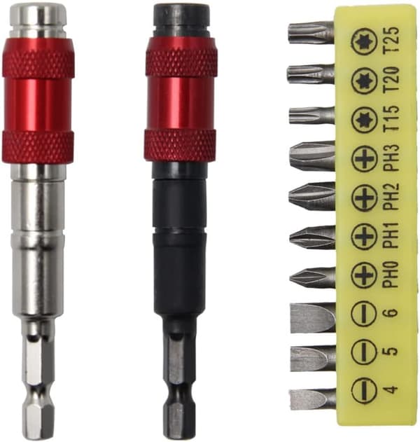 12 stk. 20° Svingbart Bitsholder Magnetisk Hurtigudløsning Bitsholder 92mm 1/4\" Hex Svingbart Borbitsholdere med Skruetrækkerbits