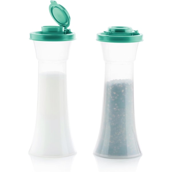 Salt og pepper 2-shaker sett, lufttette lokk, BPA-fri, tåler oppvaskmaskin