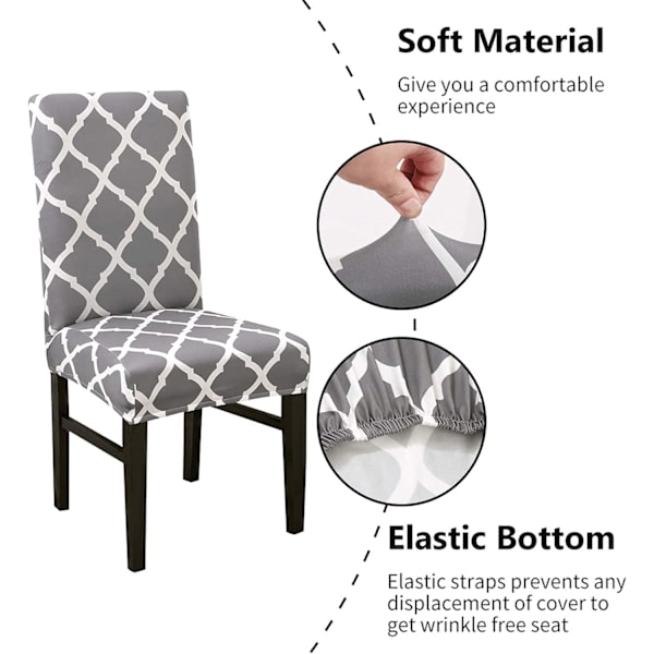 Ruokailuhuoneen tuolinpäälliset, irrotettavat ja pestävät tuolin suojukset, 4 tai 6 kappaleen sarja grey 6pcs