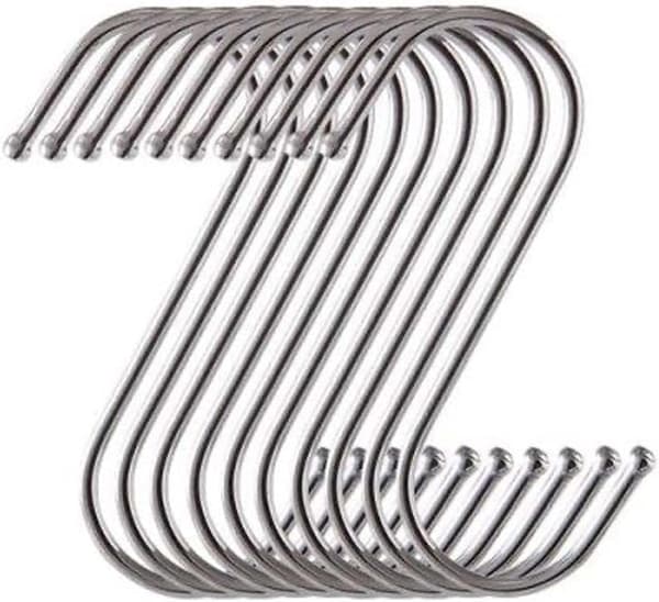 20 st små silver S-formade hängkrokar, mångsidiga galgar för badrum, sovrum, kontor, kök och hushållsförvaring