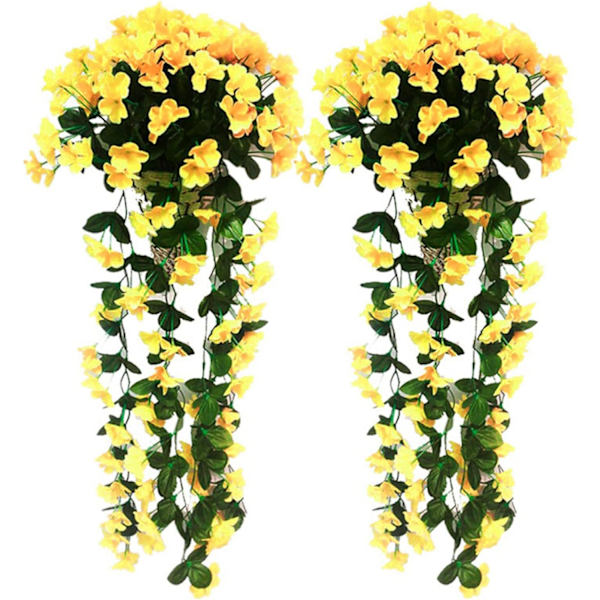 2 kpl Teko-Wisteria-köynnös Teko-riipuskukat Tekokasvit, Ulko- ja Kotioven Koristelu yellow