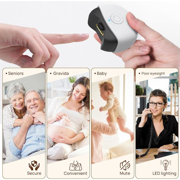 Elektrisk automatisk nagelklippare med ljus, elektrisk nagelfil för vuxna, nyfödda, spädbarn, barn, seniorer white+black