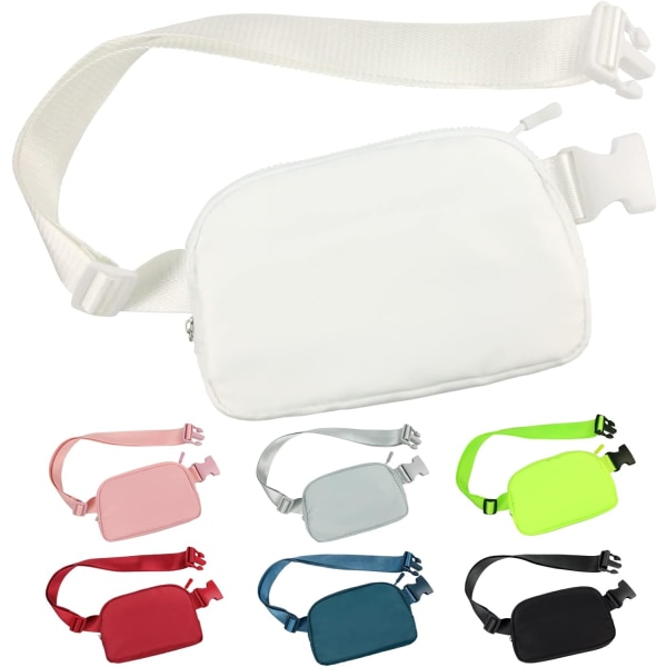 Crossbody Fanny Pack til kvinder og mænd, Everywhere bæltetaske med justerbar rem, til udendørs vandreture, løb, rejser og afslapning white