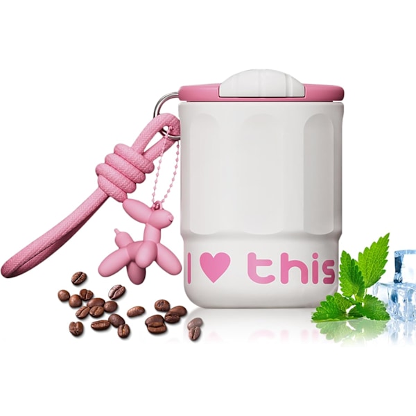 Kaffe termos, Termisk mugg, Isolerad kaffemugg, Rostfritt stål med keramisk beläggning, Läckagesäker resekopp för kaffe Blanco