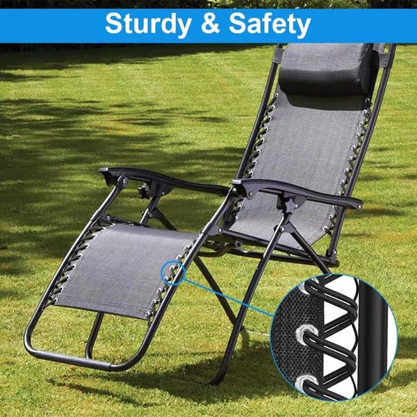 4 stk. Zero Gravity Stol Udskiftningssnor, Universal Elastisk Reparation til Havesolstol, Sammenklappelig Udendørsstol & Bungee Stol (Sort) Black