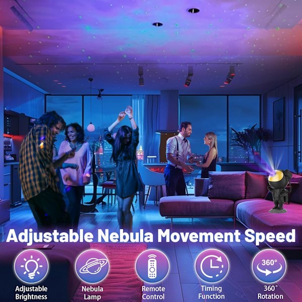 Astronaut Nebula Natlamper, Astronaut Lysprojektor med Nebula, Timer og Fjernbetjening, USB-drevet 360° Justerbar