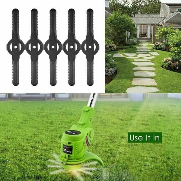 10 Stykker 14cm Plastgressklipper Erstatningsblader, Plastgressklipperblader med Blader (Svart)