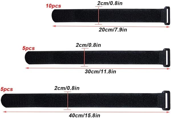 Premium sorte Velcro-kabelbindere, multifunktionelle Velcro-stropper Black set3