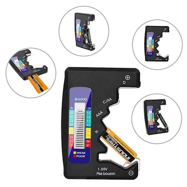 Digital Batteritestare, Universell LCD Batteritestare för AAA/AA/C/D 1.5V-9V Knappcell Mini Batterier