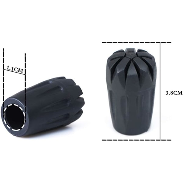 8 stk. Gummi-tupper for Vandrestokker, Stokkhetter, Sluttstykker, Gummi, Slitesterk, Anti-Skli, Praktiske Stokkhetter, Erstatning Black