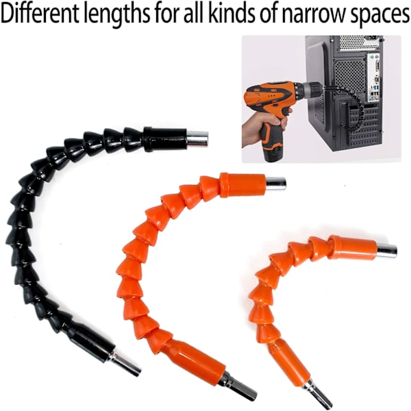 5 st Flexibla Borrbitsförlängningar, 300 250 200 mm 1/4'' Hexskaftanslutning Skruvmejselaxelspets Snabbkoppling Adapter Kraftverktygssats