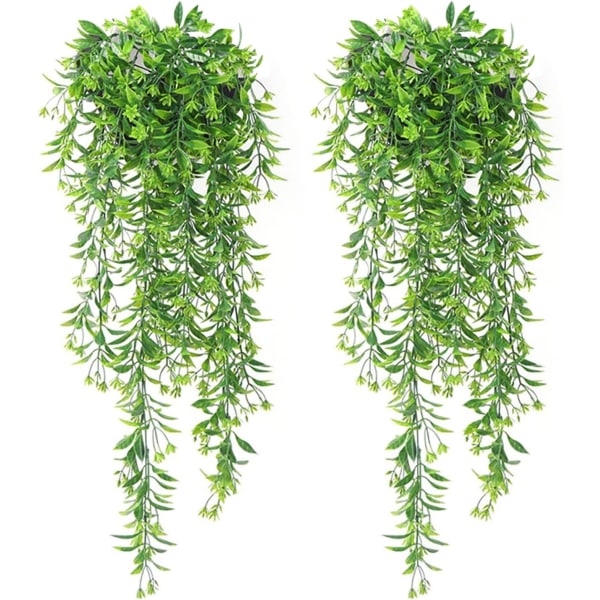 2 stk Kunstige Hengeplanter Blomstrende Wisteria for Hage Hjem Dekorasjon (Uten Kurv) green