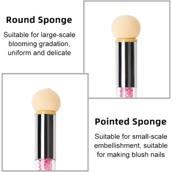 Nagelkonst Svampborste, Dubbelhuvud med 4 Ersättningshuvuden, Svamp Gradient Manikyrverktyg Nageltillbehör (Rosa)