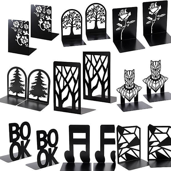 Set med 2 st Eleganta Bokstöd, Bokstöd för Tunga Böcker, Metallbokstöd