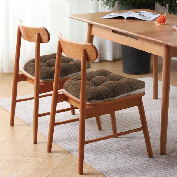 Halksäkra Stolsdynor för Matstolar, Set om 4, 46*43*9cm Sittdyna med Band dark coffee