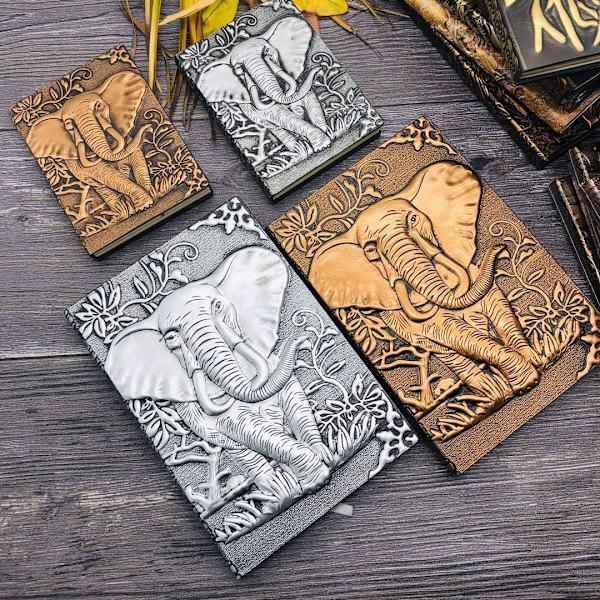 Elefant Journal, Læder Skrive Journal Notebook, A5 Linjeret Journal, 200 Sider, Rejsedagbog & Notesbøger til at skrive i, Gave til mænd & kvinder Elephant(Red Bronze) 8.4x5.7In
