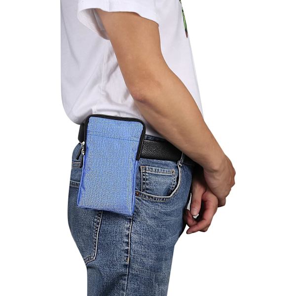 Mobiltelefon Axelväska, Mobiltelefon Bältesklämma, Axelväska Messenger Väska Dragkedja Crossbody blue Large size