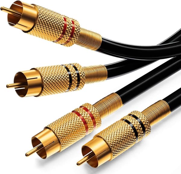 1,5 m RCA-lydkabel 2x RCA-plugg til 2x RCA-plugg HiFi-lydkabel RCA-plugg full metallbekledning