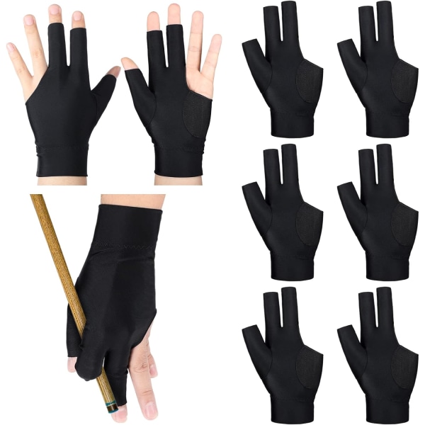 8 Pcs 3 Fingers Pool Gloves Left Hand Shooters Cue Sport Glove