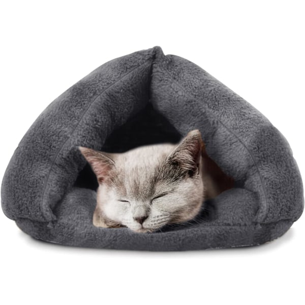 Kattsäng, Maskintvättbar Varm Fleece Sovsäck Liten Husdjursgrott Säng, Husdjur inomhus Sov Sov Mjuk Plysch Lugnande Säng