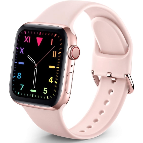 Sportsbånd kompatibel med Apple Watch iWatch-bånd unisex, bløde silikoneremme-armbånd til Apple Watch 3 6 5 4 2 1 SE Pink Sand 38mm/40mm M/L