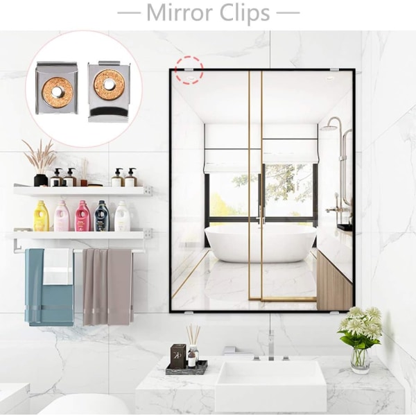8 Styck Premium spegelklämmor Spegelfästen Ramlösa glasväggfästens fästsats, spegelhängare, för badrum i vardagsrummet