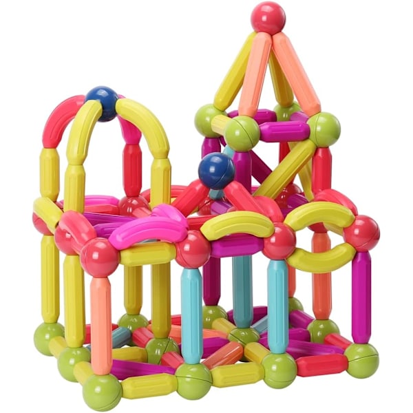 Magnetiska Stavar Set, Magnet Byggpinnar Set, Byggklossar, STEM Staplingsleksaker för Barn 3+ (flerfärgad-42 st)