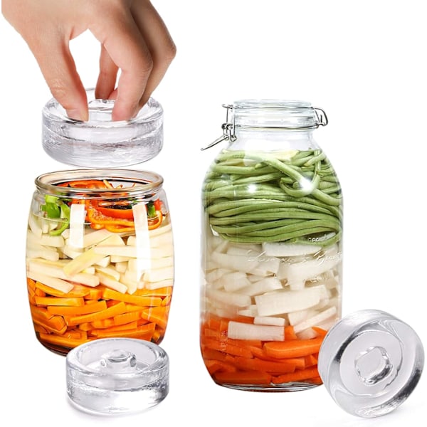 9 Pakning Fermenteringsvekter i Glass med Lett Grep Håndtak, 7 × 7 × 2.5 cm Fermenteringsvekter for Mason Krukke med Bred Åpning