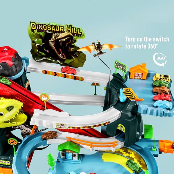 Dinosaur Elektrisk Spårleksakssats med Vulkan Spray - Perfekt Present för Barn, 3+ år