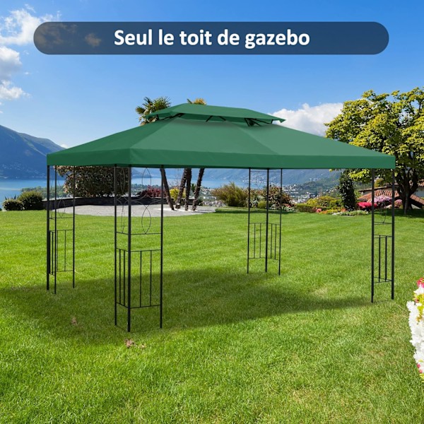Gazebo-telttakankaan vaihto 3 x 3 m, korkeatiheyspolyesteri 180 g/m², vihreä