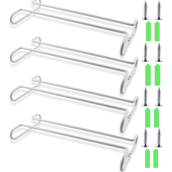Förpackning Vinglasställ, Under Cabinet Shelf Stemware Rack, Förvaring med Stemware Holder, Vinglashållare för Kökskåp, Bar, Vit