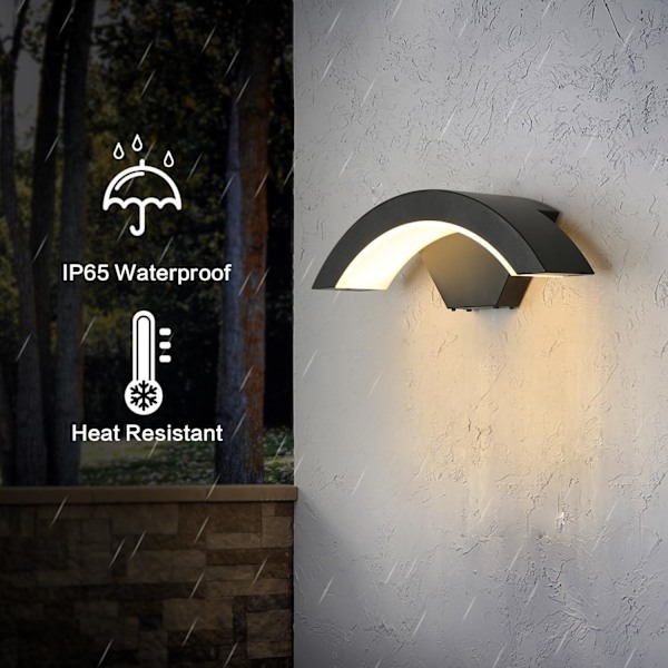 Utomhusvägglampa, 24W 3000K Varmvit LED Utomhusvägglampa, IP65 Vattentät [E-klass Energieffektivitet]