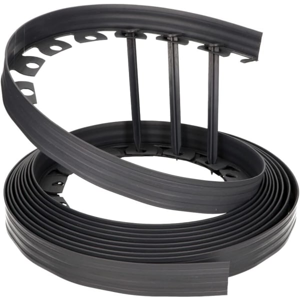 LineBorder - Flexibel gräskant - Plast - 30 pinnar - Längd: 10 m - Höjd: 5 cm - Grå