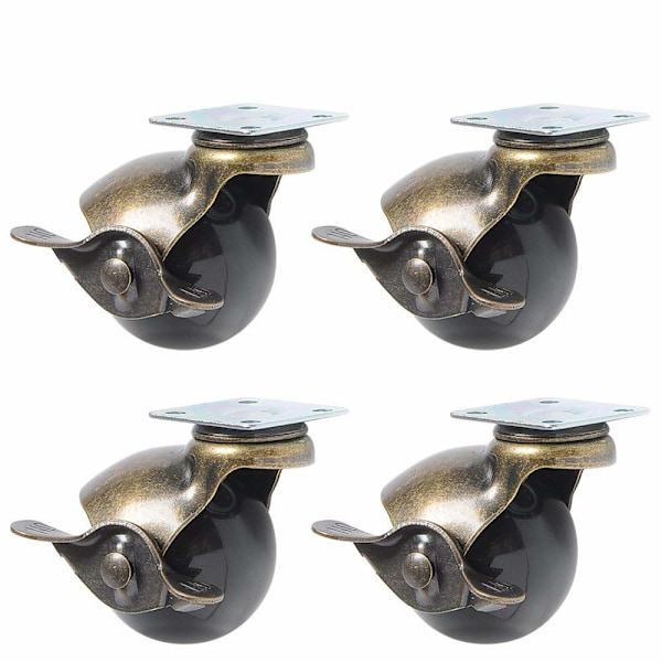4 st hjul för möbelben (1,5 tum (40 mm) - med broms)