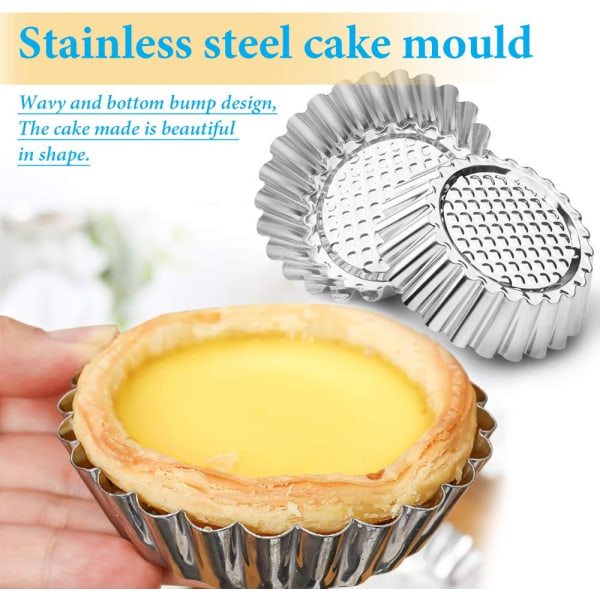 20 förpackningar Cupcake form, rostfritt stål mini paj tartlet kaka bakverktyg