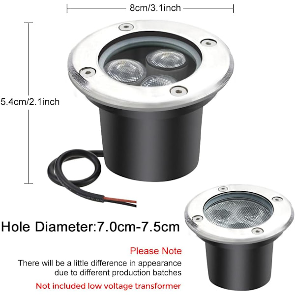 LED Markbelysning, Gångljus, Varmvitt, IP67 DC 24V Utomhus Landskapsbelysning för Uppfart, Trädgårdslampor (8 st)