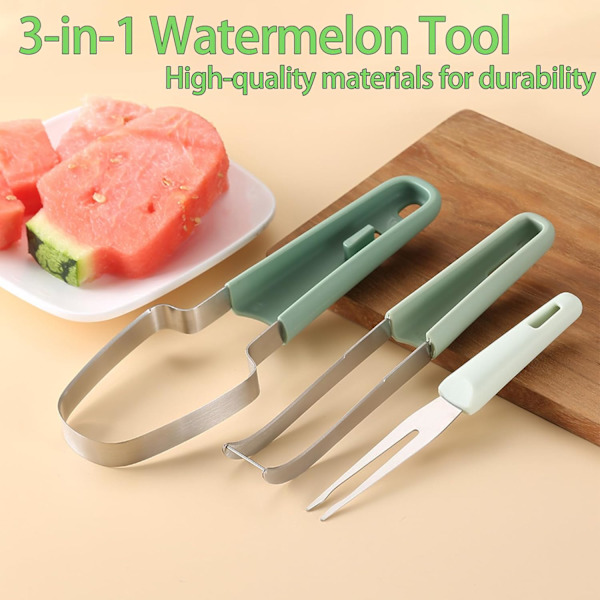 Vandmelon Gaffel Slicer Cutter, Rustfrit Stål Vandmelon Popsicle Cutter, Bærbar Frugt Gaffel til Camping Køkken Gadgets