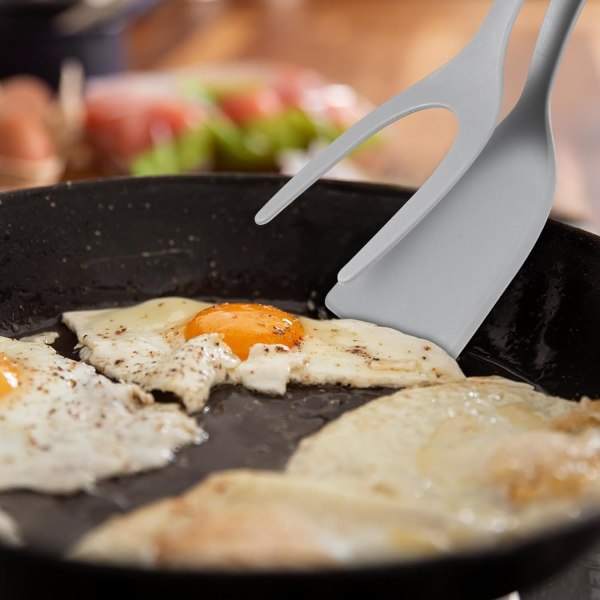 2 in 1 Egg Shovel -pannukakku, silikonissa paistetut käännöspihdit, ruoanlaittotyökalu grey