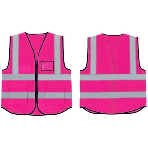 Sikkerhedsvest i mesh med lommer og lynlås, høj synlighed mesh vest reflekterende vest jakke til mænd kvinder voksne