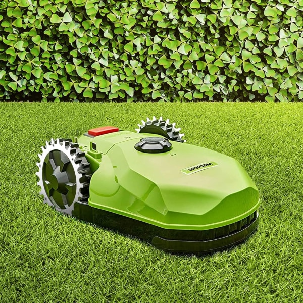 x Premium rostfria klossar för Worx S/M-modell, 2x rostfria dragförbättrande skruvspikar, robotgräsklippare hjulstorlek 205mm